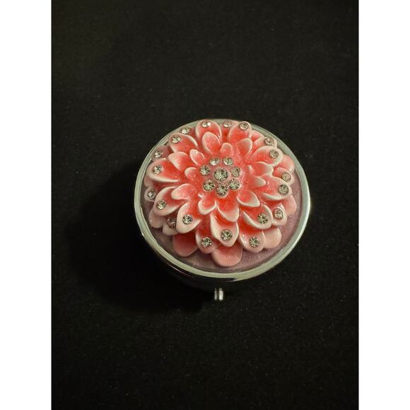 Pink Rhinestone Flower Keepsake Box with Mirror - Picture 5 of 6